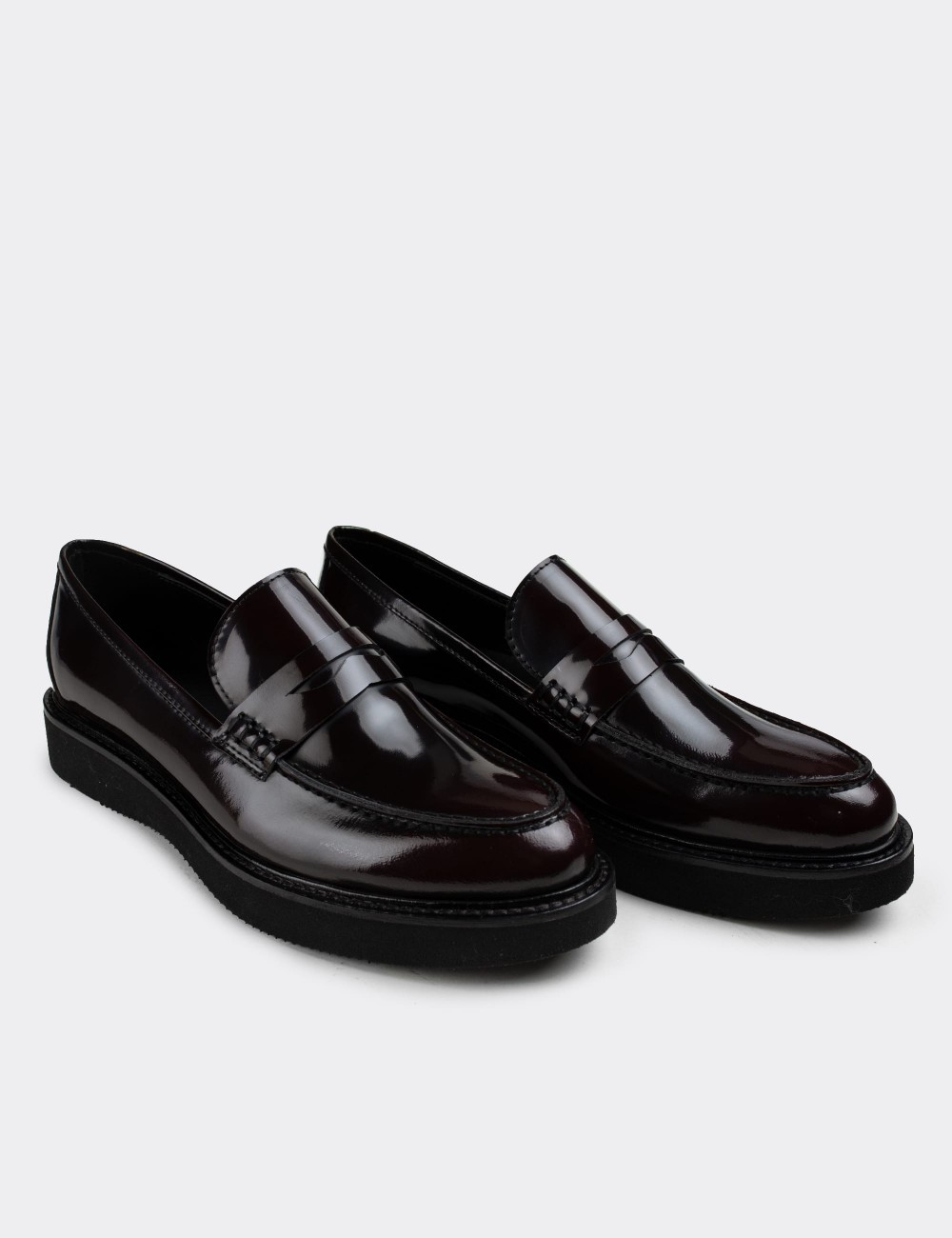 Burgundy  Leather Loafers - 01574ZBRDE03