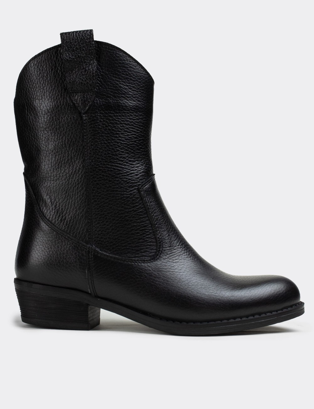 Black  Leather Wester Boots - E4468ZSYHC01