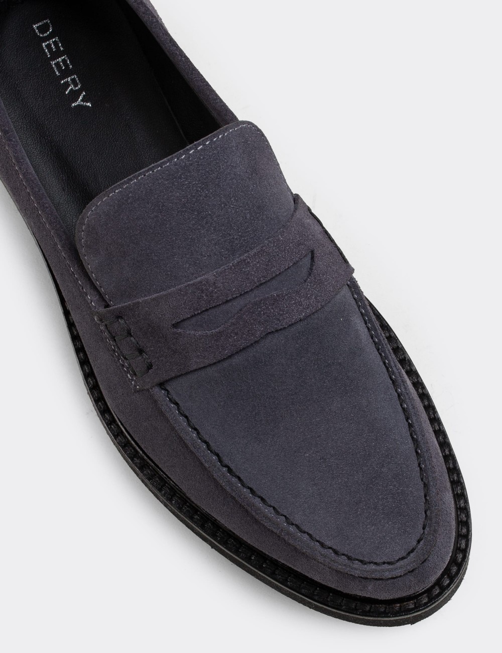 Gray Suede Leather Loafers - 01574ZGRIE01