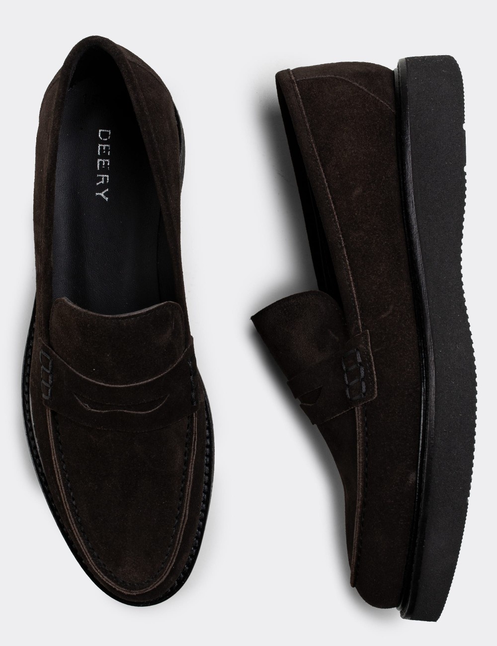Brown Suede Leather Loafers Shoes - 01574ZKHVE01
