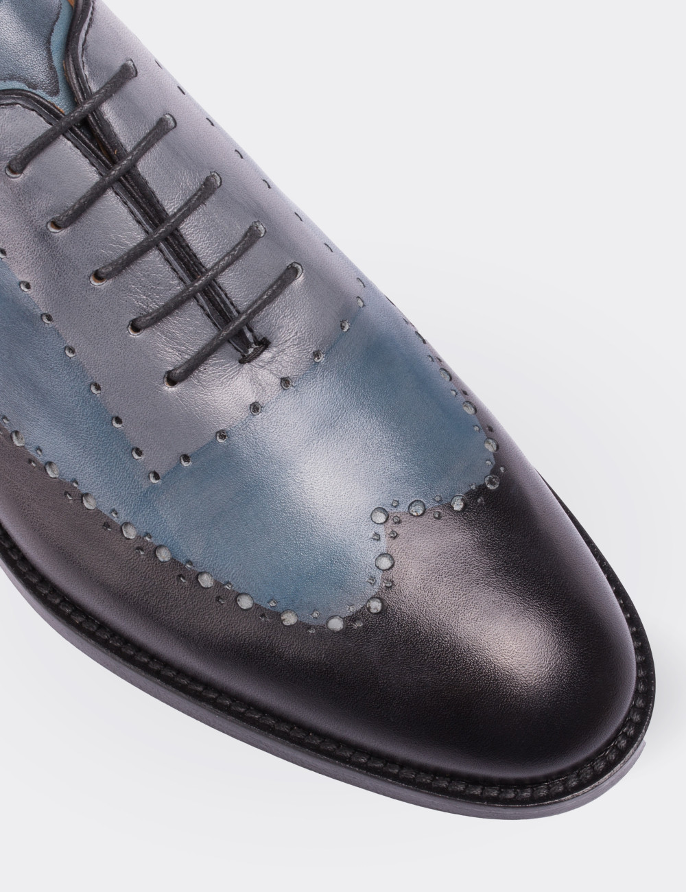 Blue  Leather Classic Shoes - 01615MMVIK01
