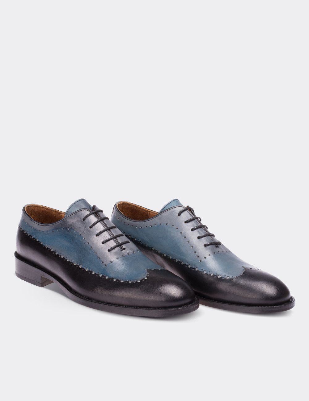 Blue  Leather Classic Shoes - 01615MMVIK01