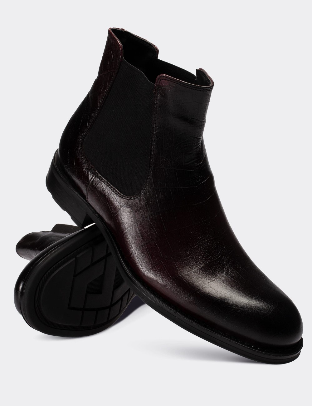 Burgundy  Leather Chelsea Boots - 01620MBRDC12