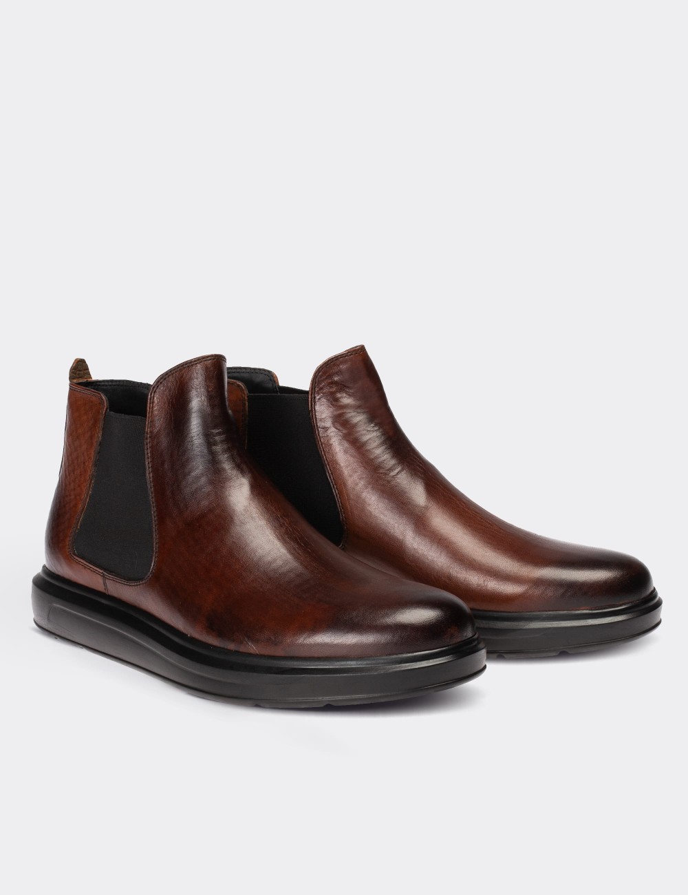 Brown  Leather Chelsea Boots - 01620MKHVP01