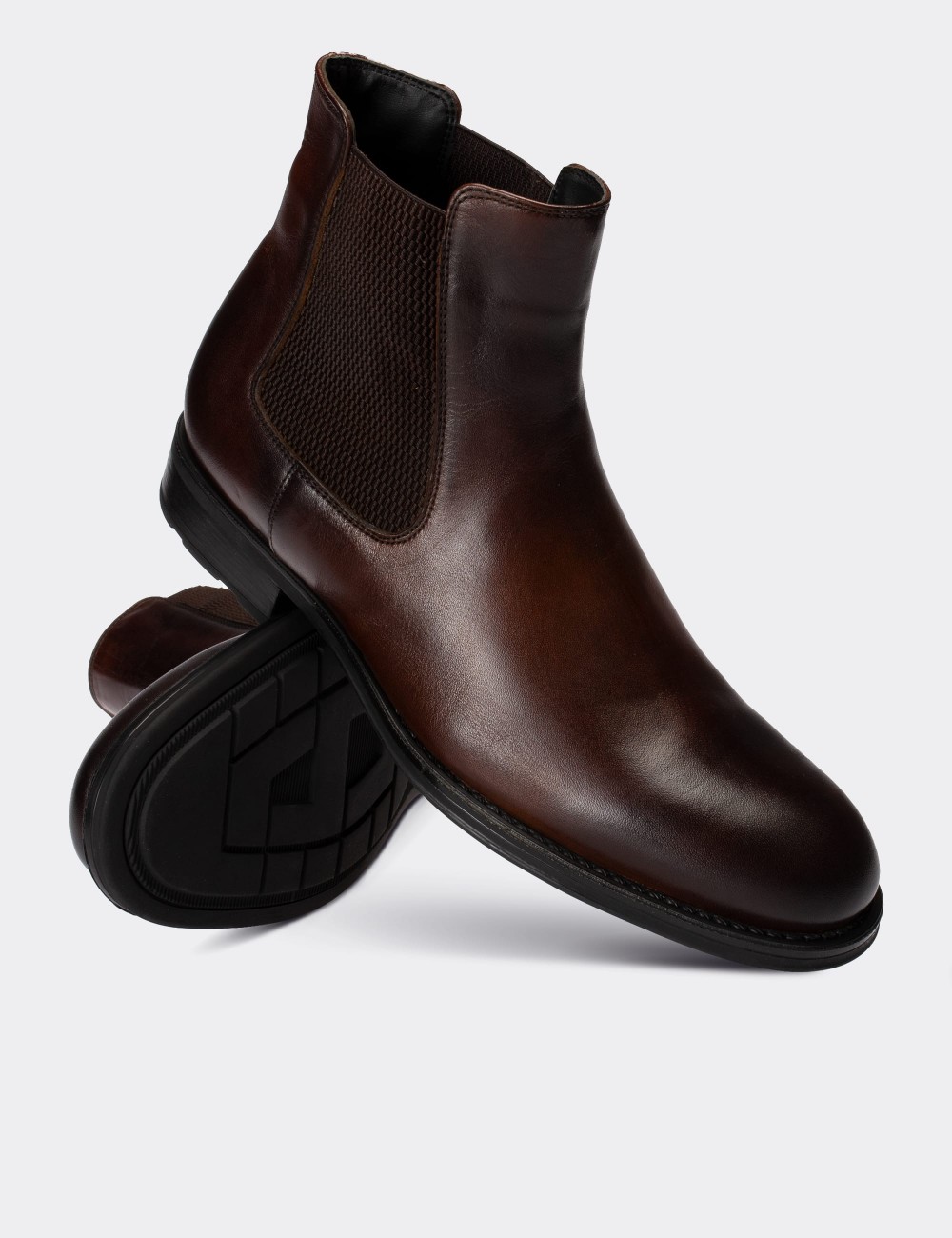 Brown  Leather Chelsea Boots - 01620MKHVC19