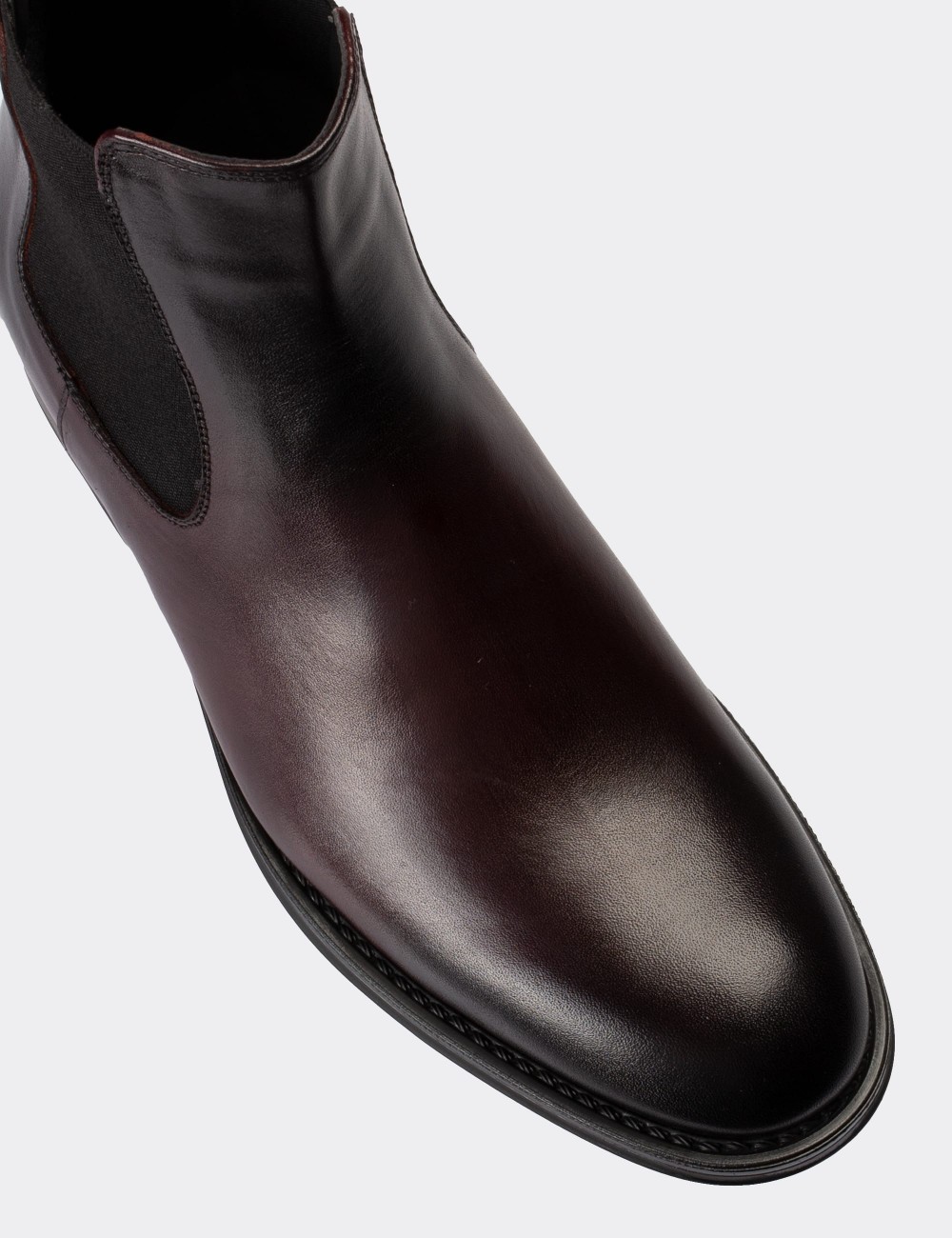 Burgundy  Leather Chelsea Boots - 01620MBRDC11