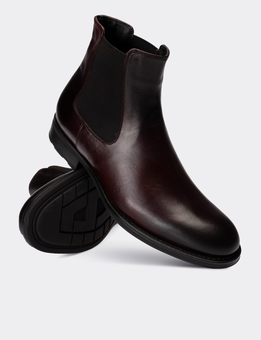 Burgundy  Leather Chelsea Boots - 01620MBRDC11