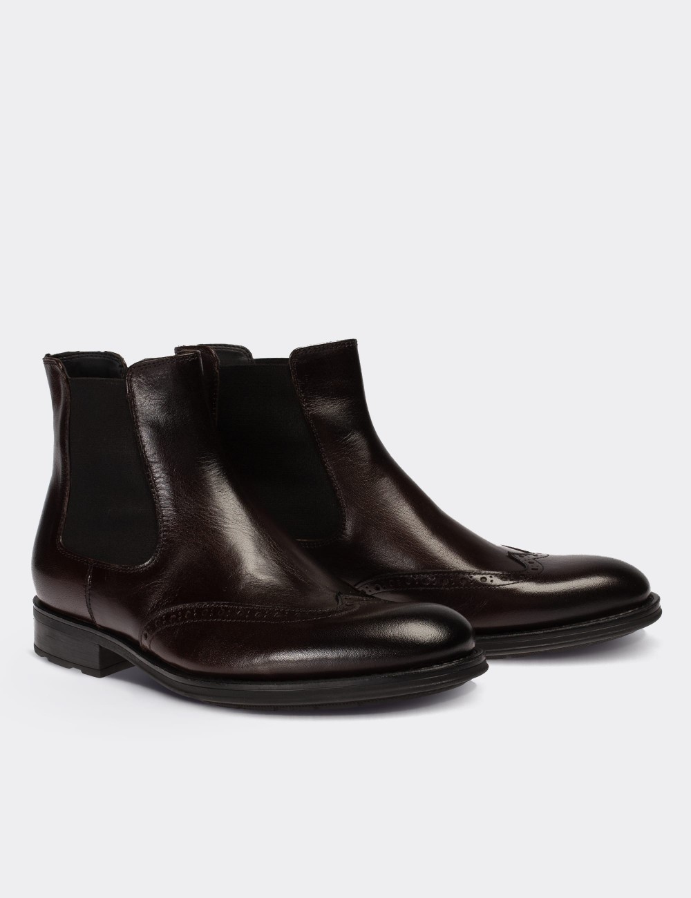 Brown  Leather Chelsea Boots - 01622MKHVC17
