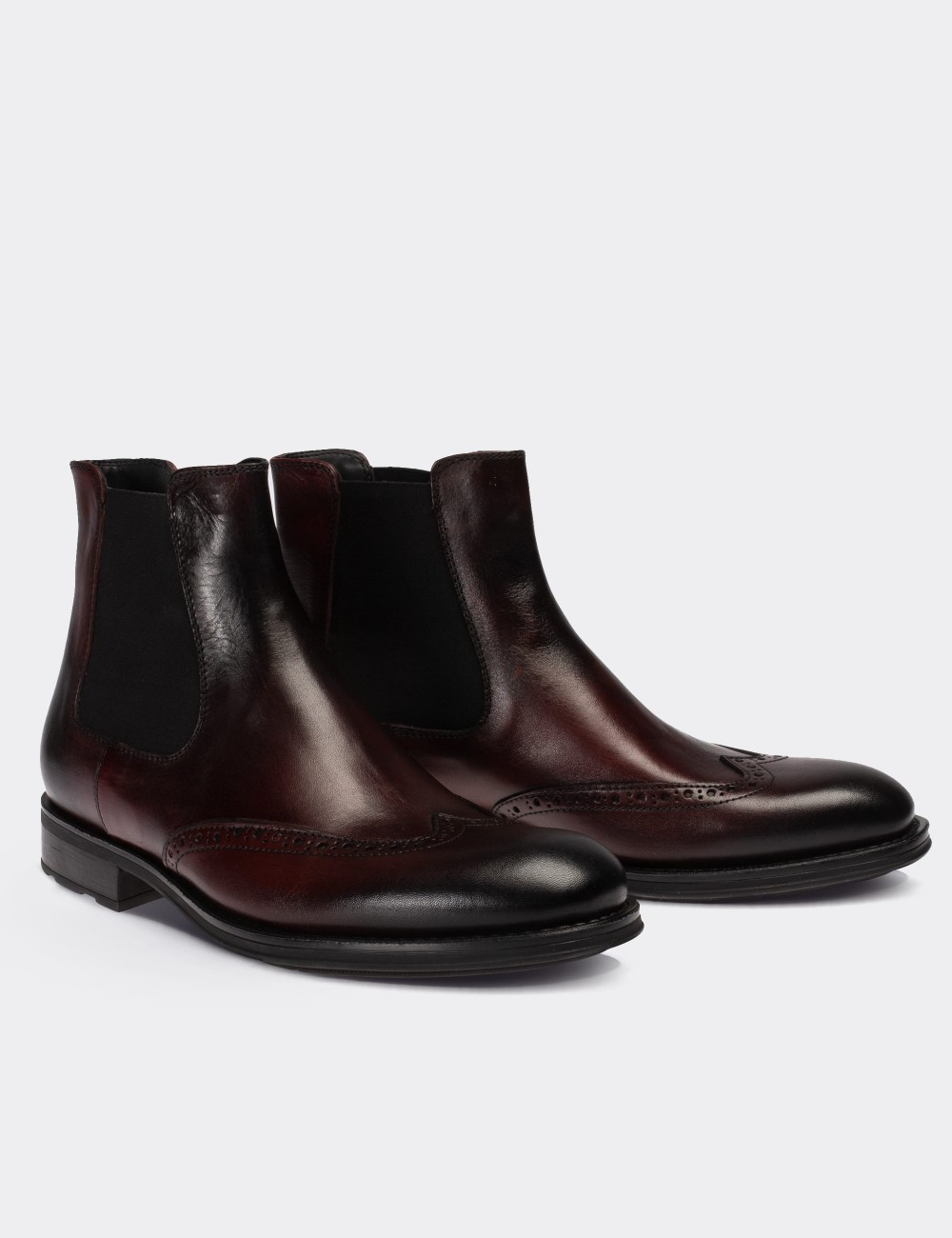 Burgundy  Leather Chelsea Boots - 01622MBRDC02