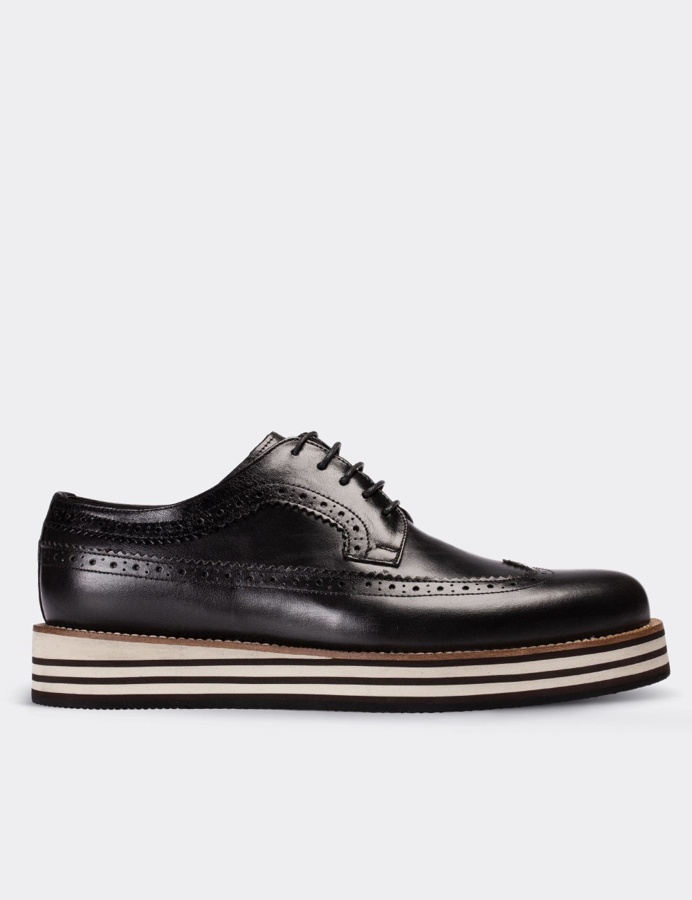 Black  Leather Lace-up Shoes - 01293MSYHE33