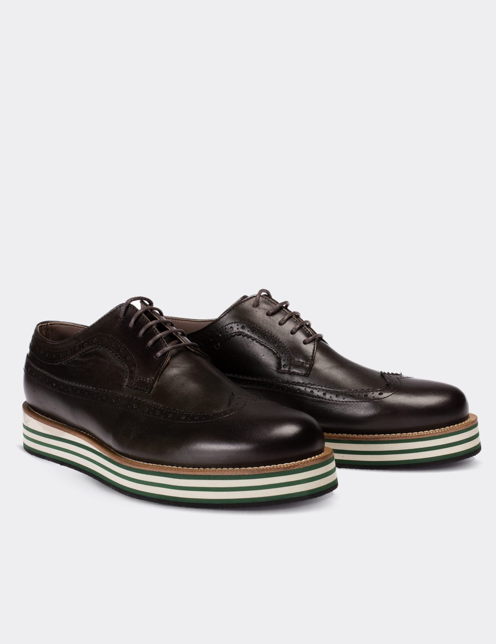 Brown  Leather Lace-up Shoes - 01293MHAKE01
