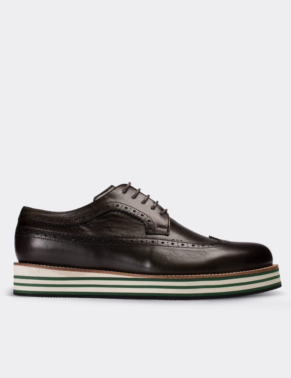Brown  Leather Lace-up Shoes - 01293MHAKE01