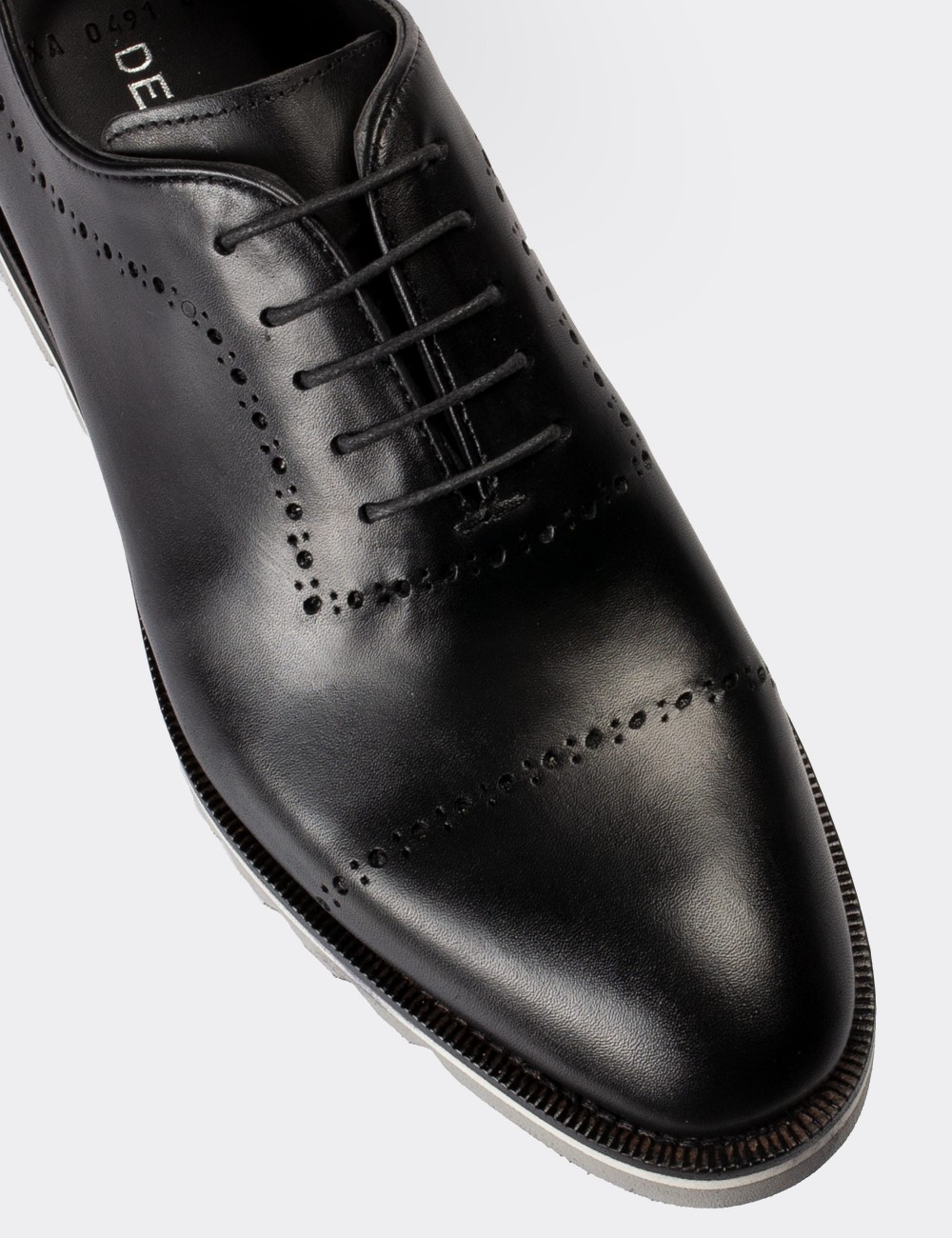 Black  Leather Lace-up Shoes - 00491MSYHE18