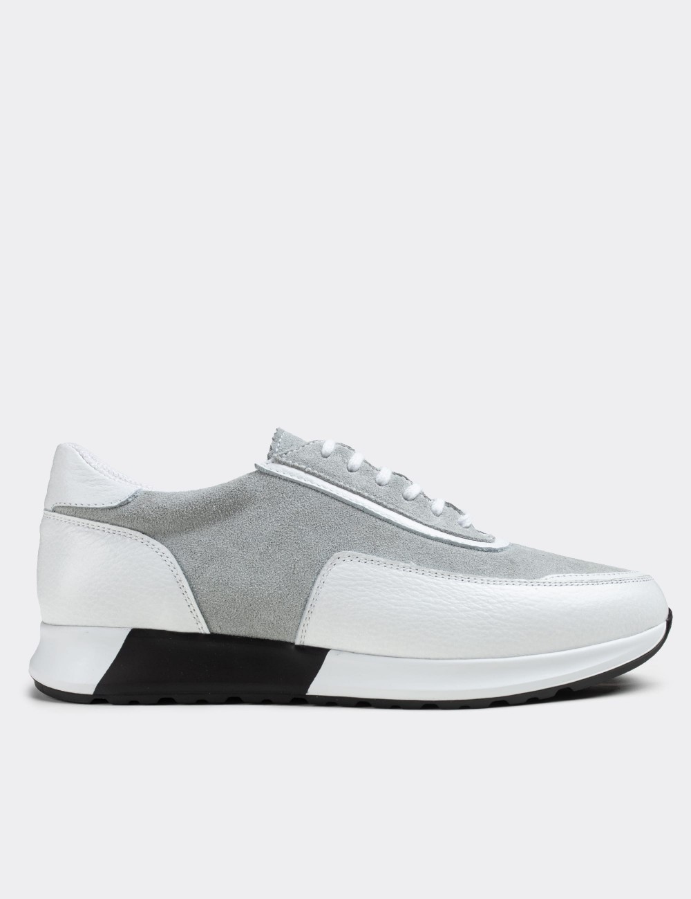 White Suede Leather Sneakers - 01819MBYZE01