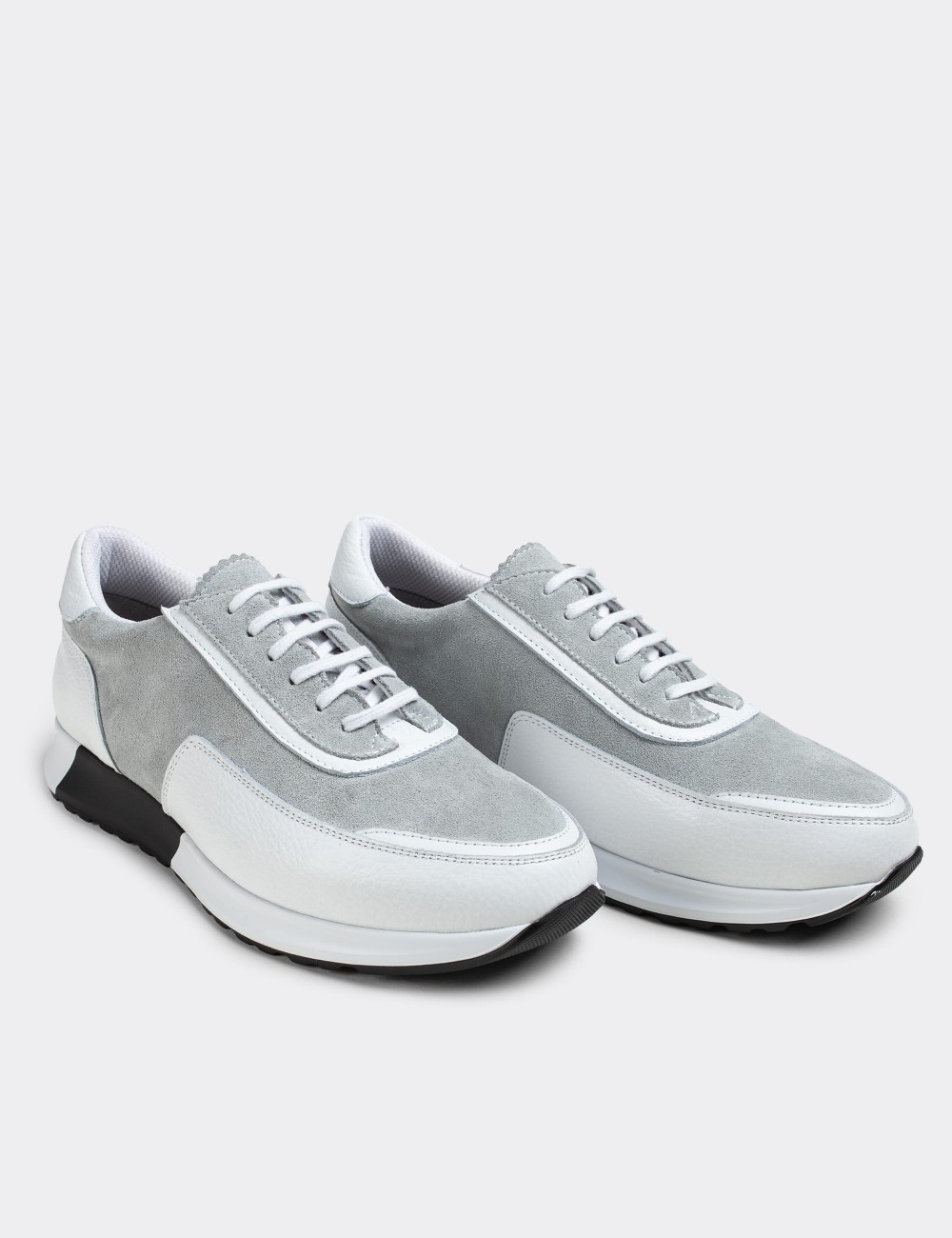 White Suede Leather Sneakers - 01819MBYZE01