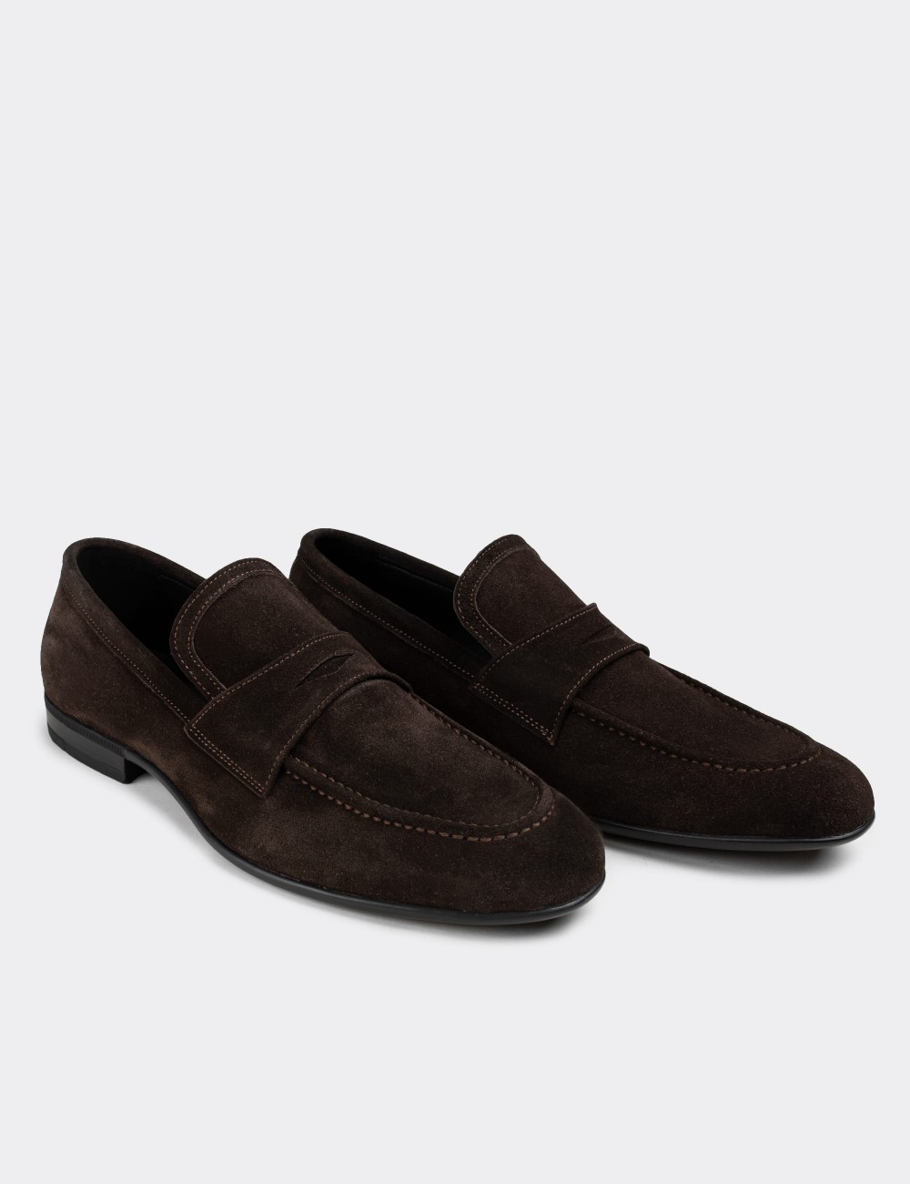 Brown Suede Leather Loafers - 01711MKHVC03