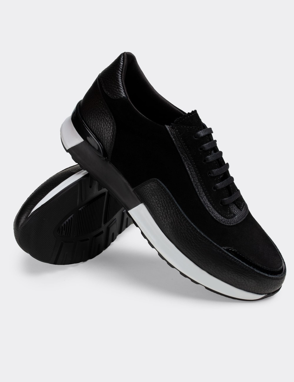 Black Suede Leather Sneakers - 01819MSYHE02
