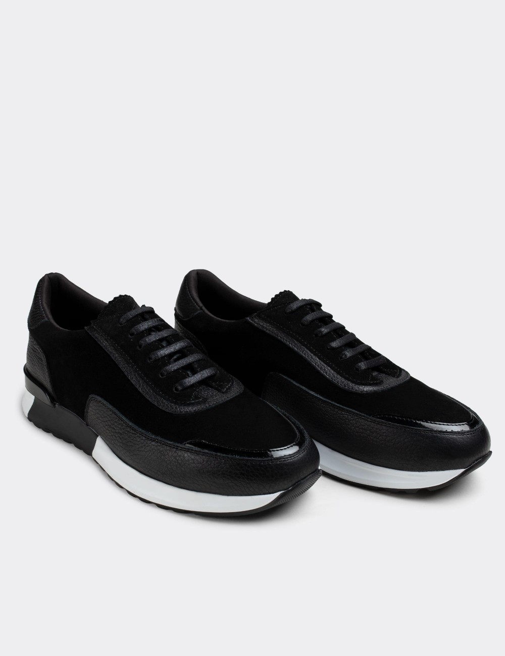Black Suede Leather Sneakers - 01819MSYHE02