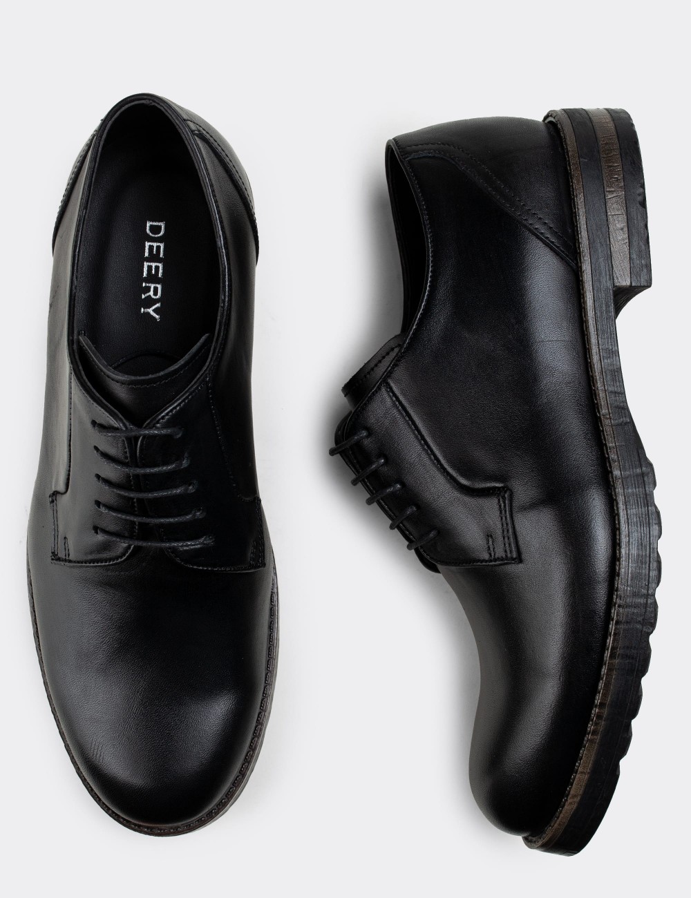 Black  Leather Lace-up Shoes - 01090MSYHC03