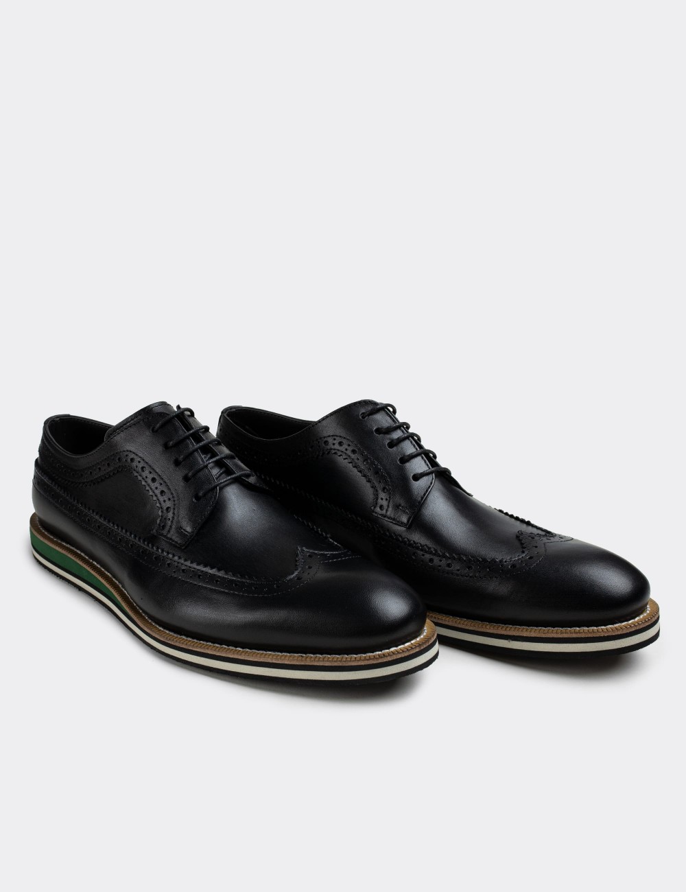 Black  Leather Lace-up Shoes - 01293MSYHE37