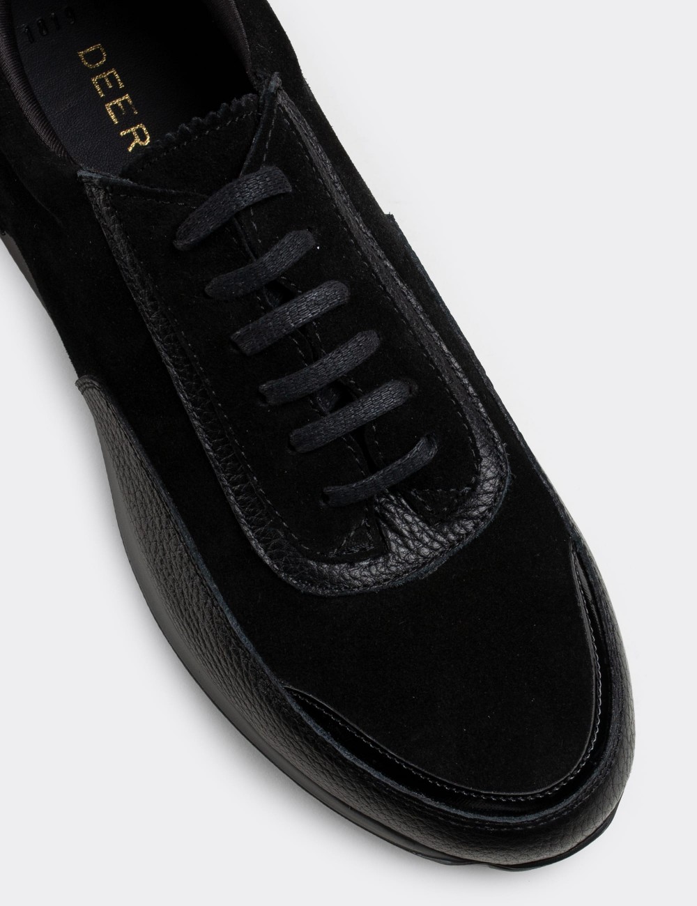 Black Suede Leather  Sneakers - 01819MSYHE01
