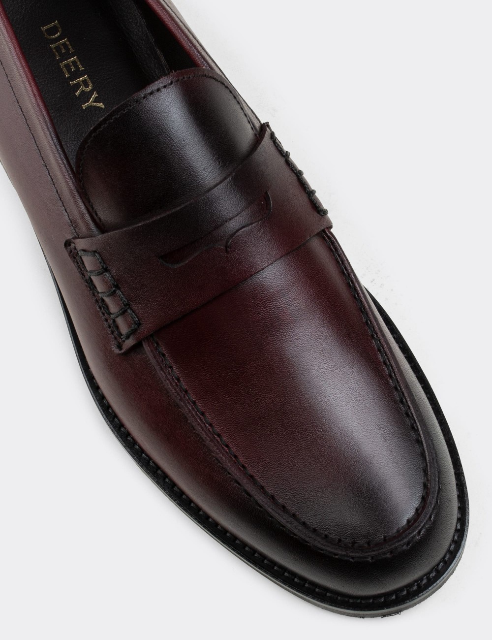 Burgundy  Leather Loafers - 01538MBRDN04