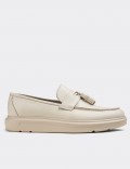 Beige  Leather Comfort Loafers