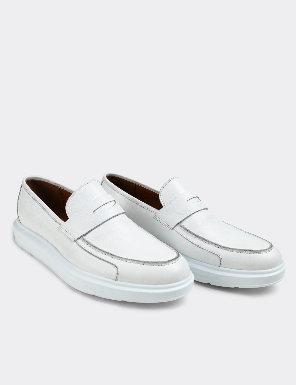 White  Leather Loafers - 01564MBYZP01