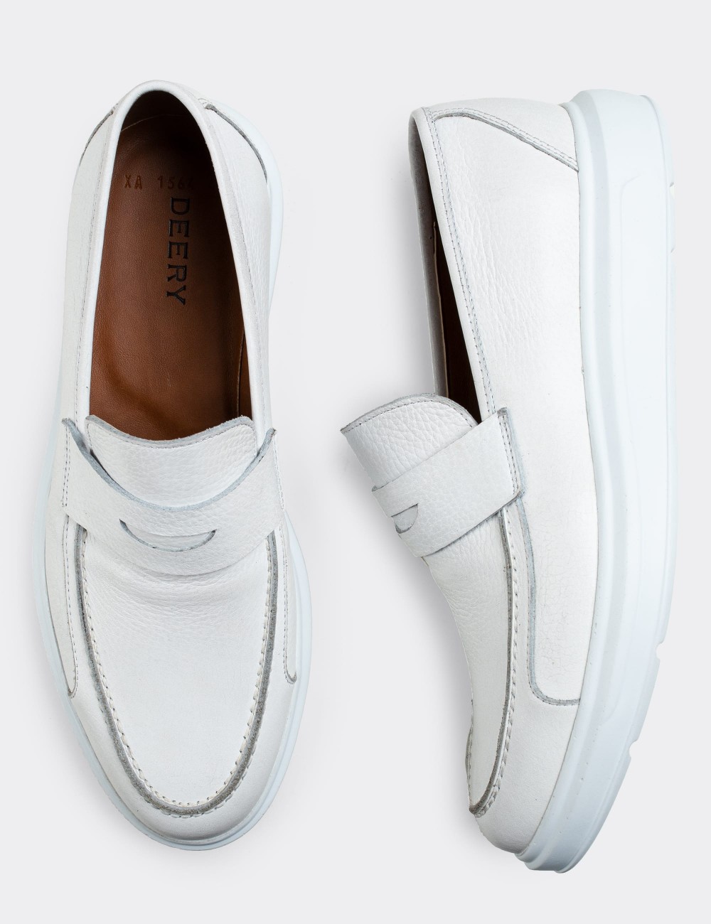 White  Leather Loafers - 01564MBYZP01