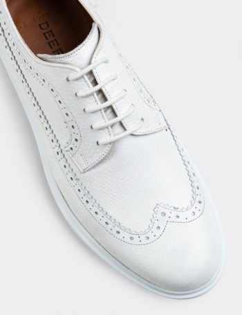 White  Leather Lace-up Shoes - 01293MBYZP01