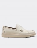 Beige  Leather Comfort Loafers