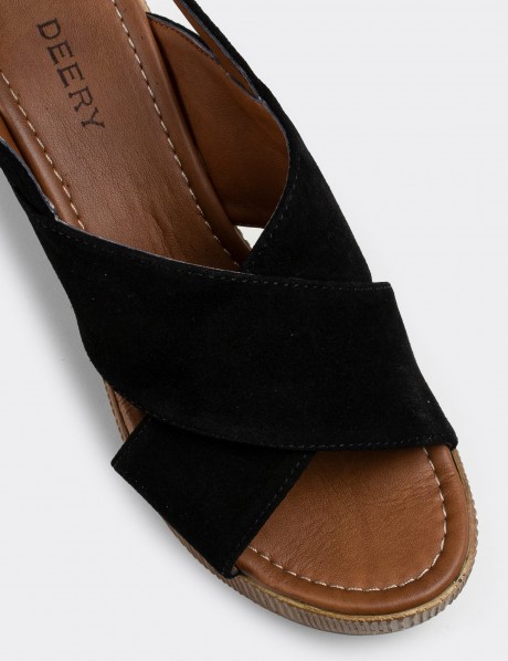 Black Suede Leather Sandals