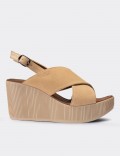 Beige Suede Leather  Sandals
