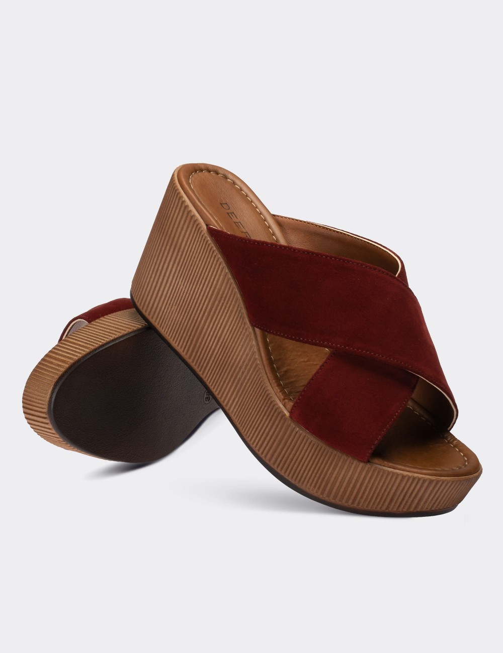 Burgundy  Leather Sandals - E6174ZBRDC01