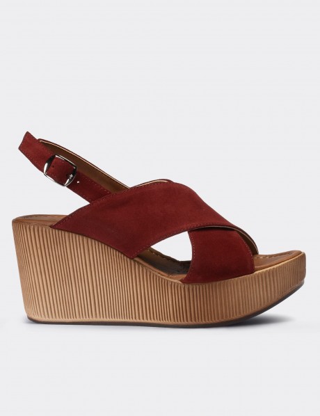 Burgundy Suede Leather Sandals