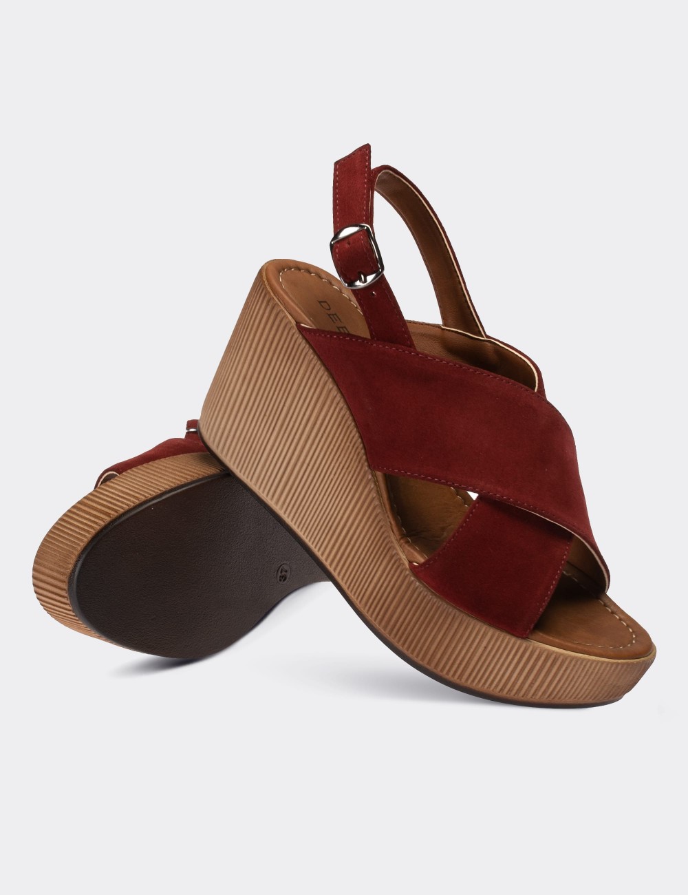 Burgundy Suede Leather Sandals - E6174ZBRDC02