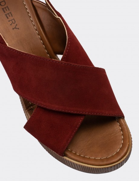 Burgundy Suede Leather Sandals