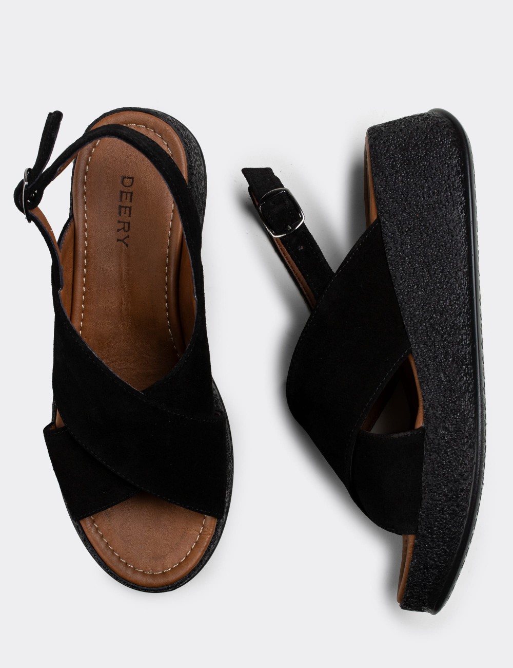 Black Suede Leather Sandals - E6175ZSYHP03