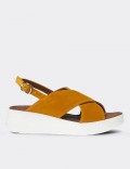 Yellow Suede Leather  Sandals