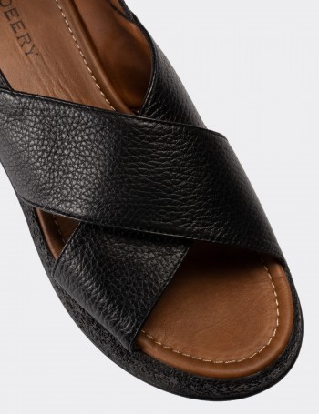 Black  Leather Sandals - E6175ZSYHP01