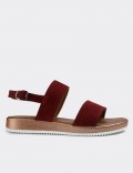 Burgundy Suede Leather Sandals