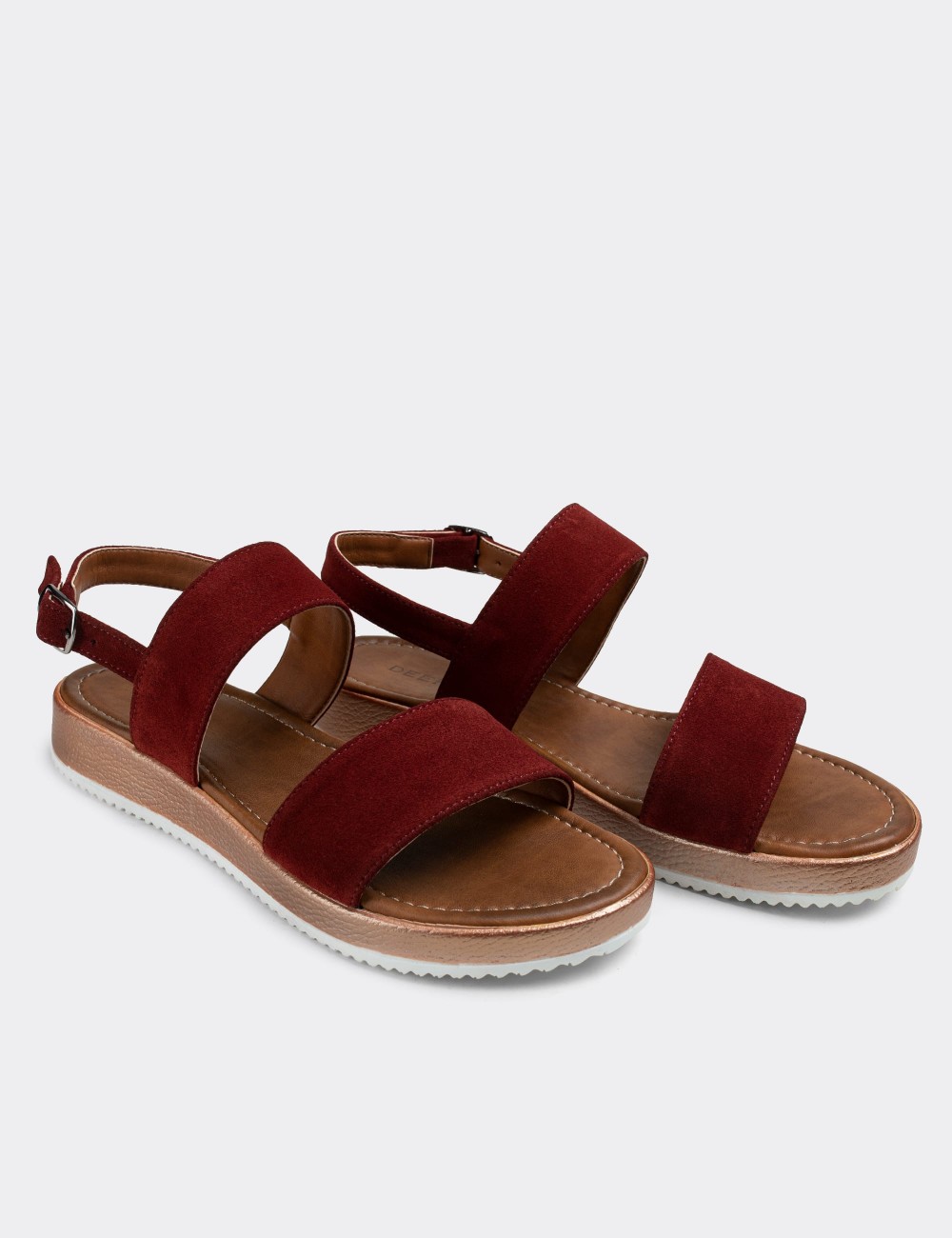 Burgundy Suede Leather Sandals - 02120ZBRDC01