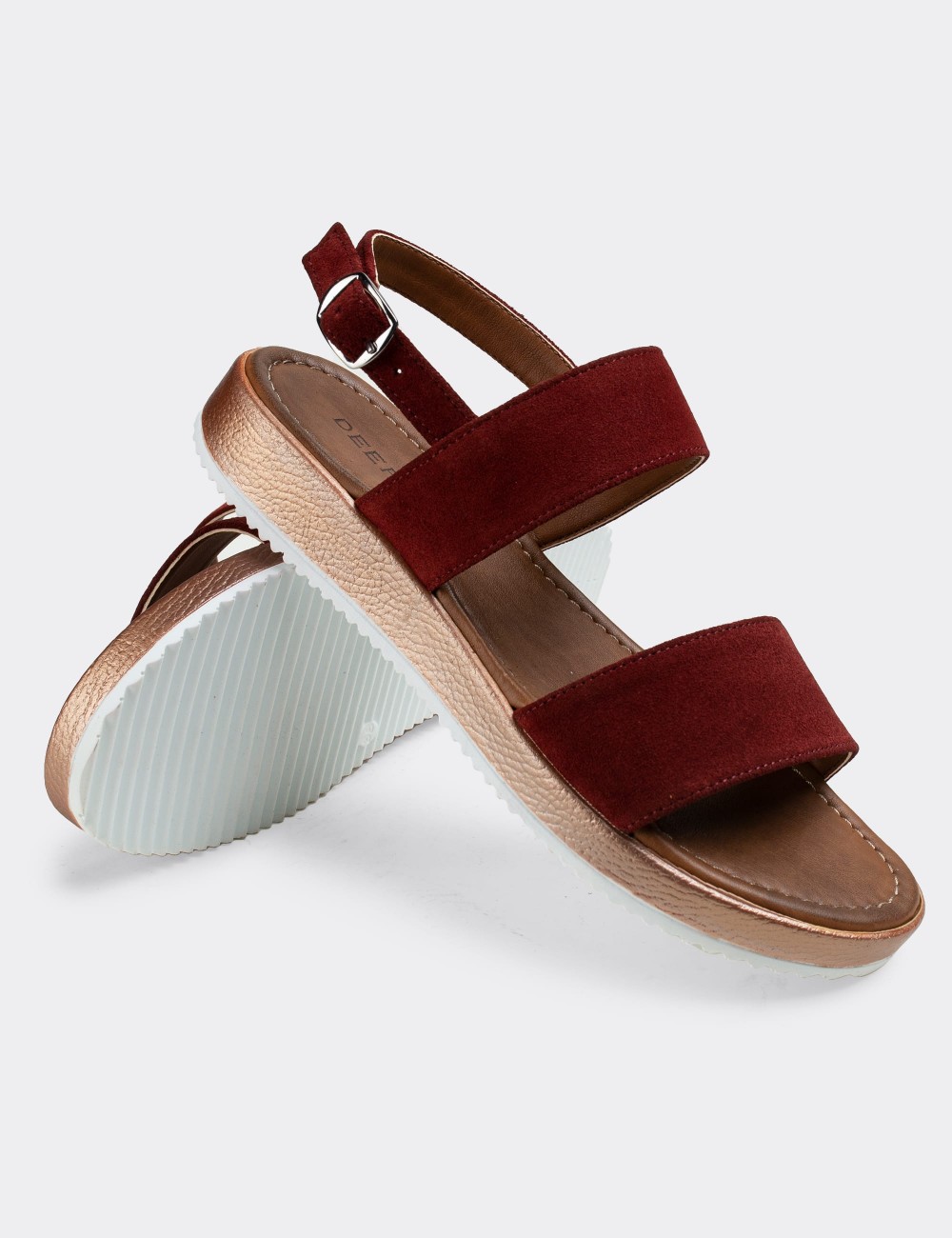 Burgundy Suede Leather Sandals - 02120ZBRDC01