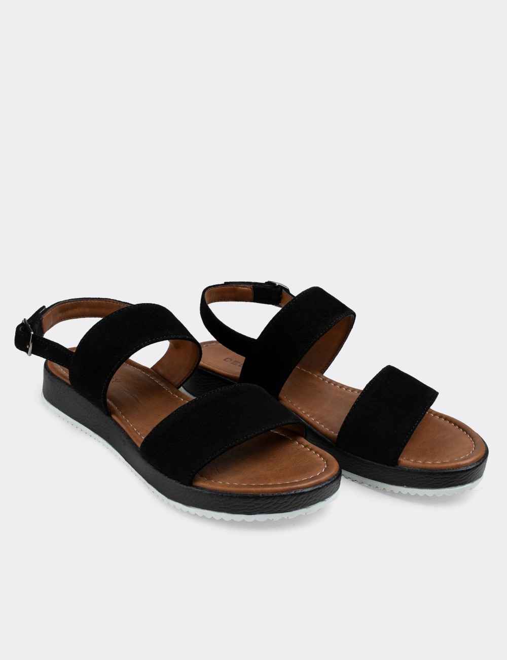 Black Suede Leather Sandals - 02120ZSYHC05