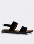 Black Suede Leather Sandals