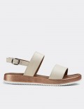 Beige  Leather Sandals
