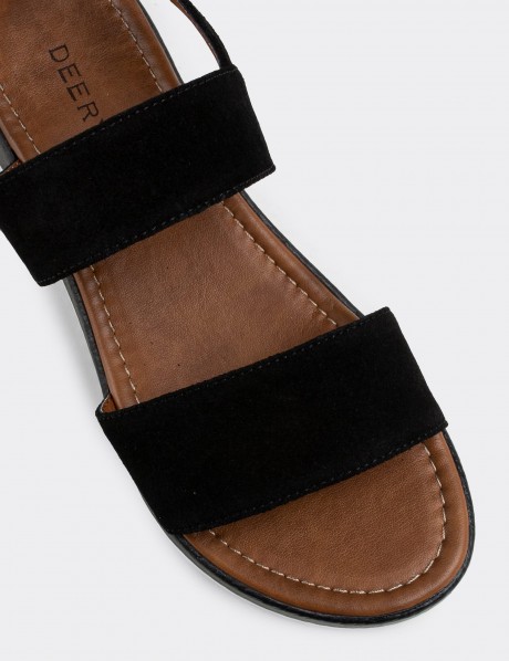 Black Suede Leather Sandals