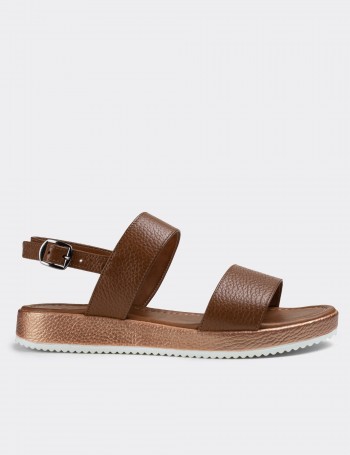 Tan  Leather Sandals - 02120ZTBAC04