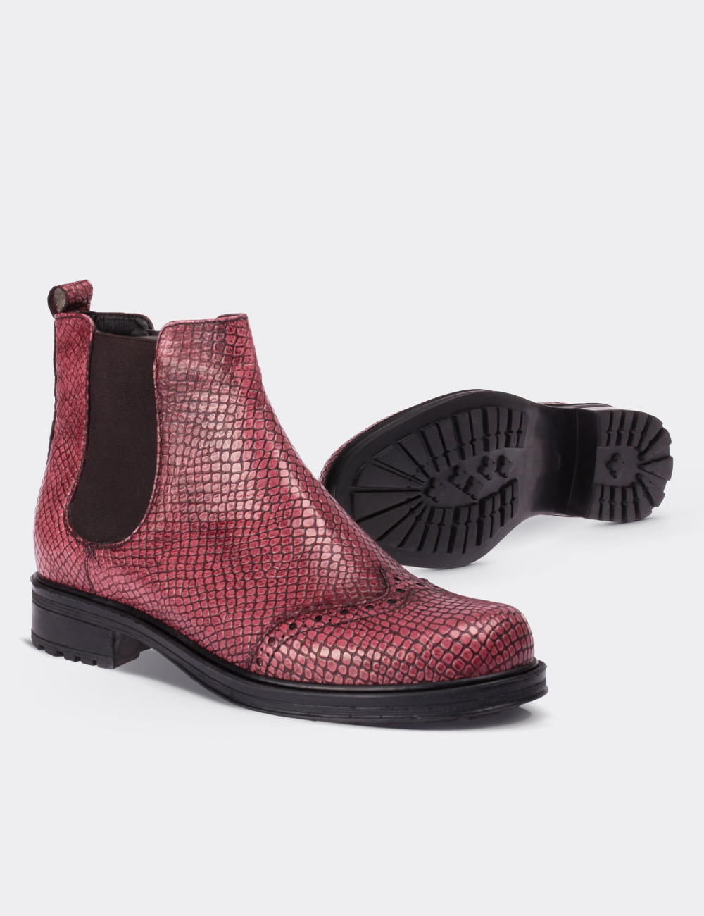 Pink  Leather Chelsea Boots - 01572ZPMBC01