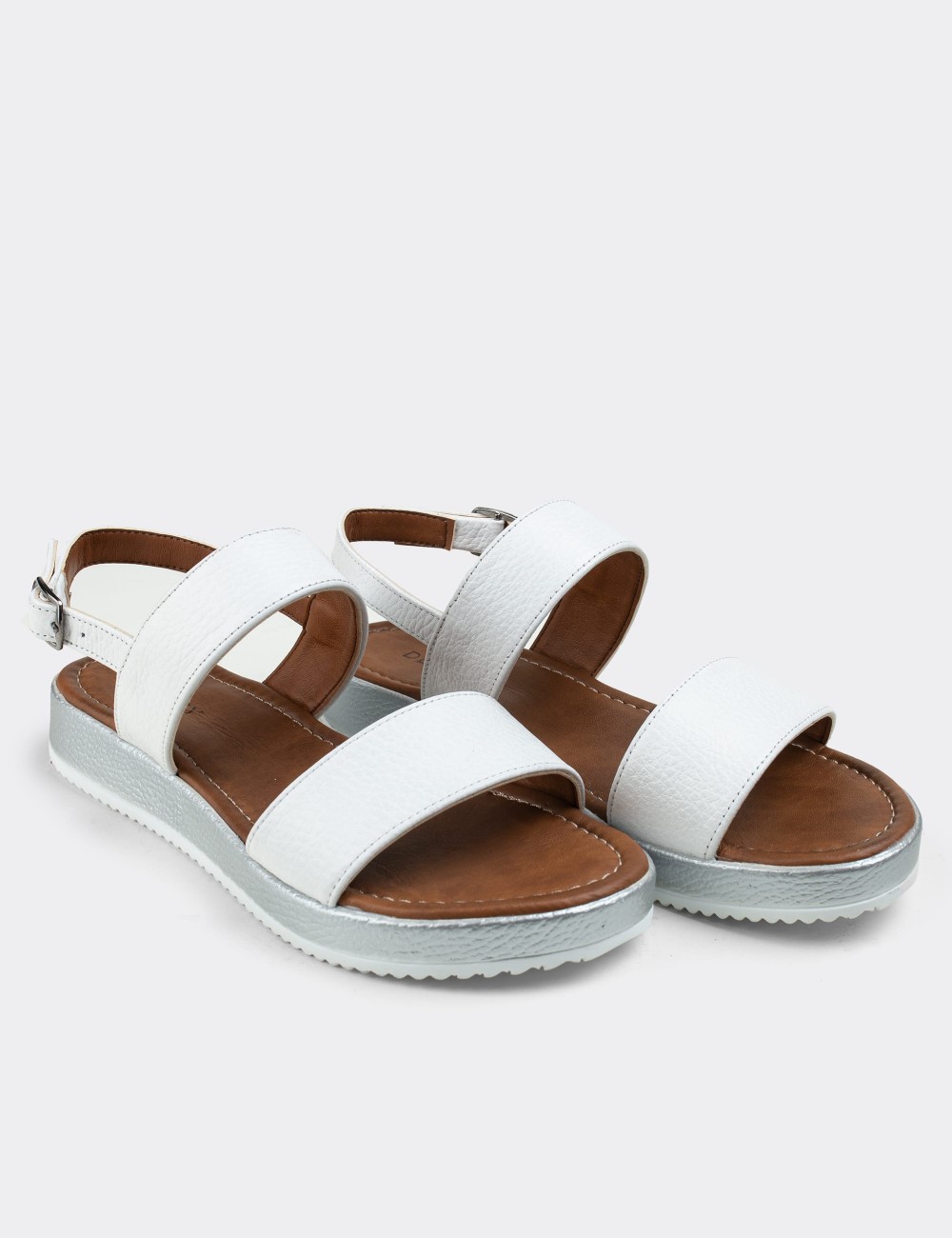 White  Leather Sandals - 02120ZBYZC01